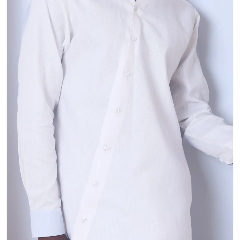 White Cross Button Shirt and Stripe Blue Flair Pant