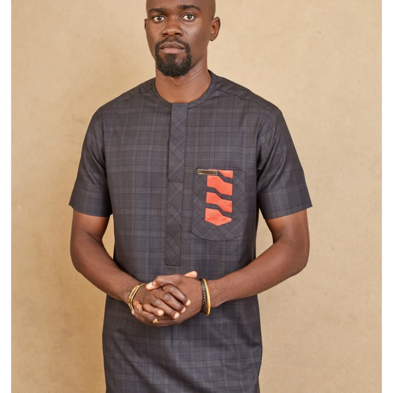 Checkered Short Sleeved Kaftan